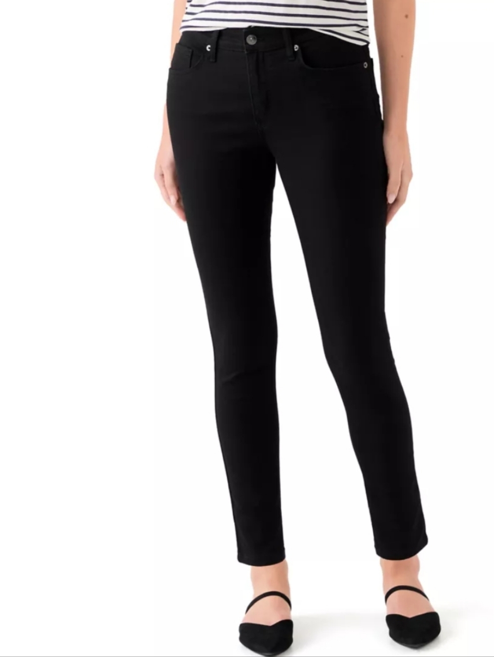 New Crown & Ivy High Rise Skinny Crop Cotton Black Pants